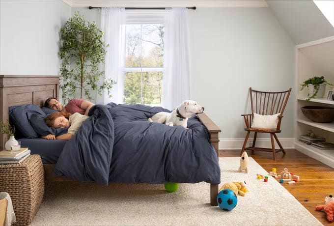 We just finished making the bed