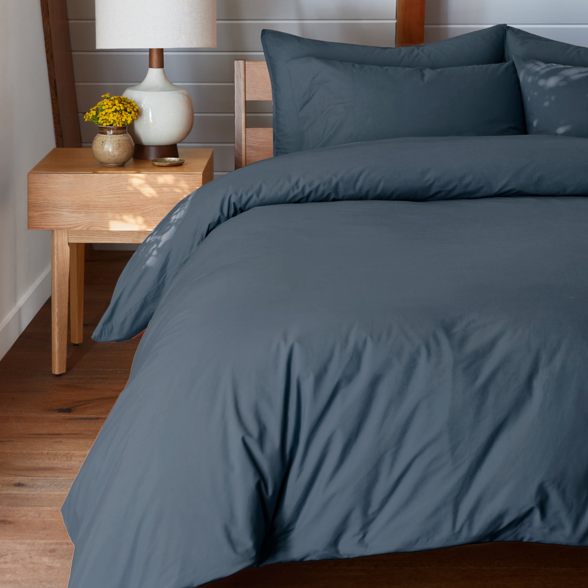 Percale Duvet Cover Set - Slate