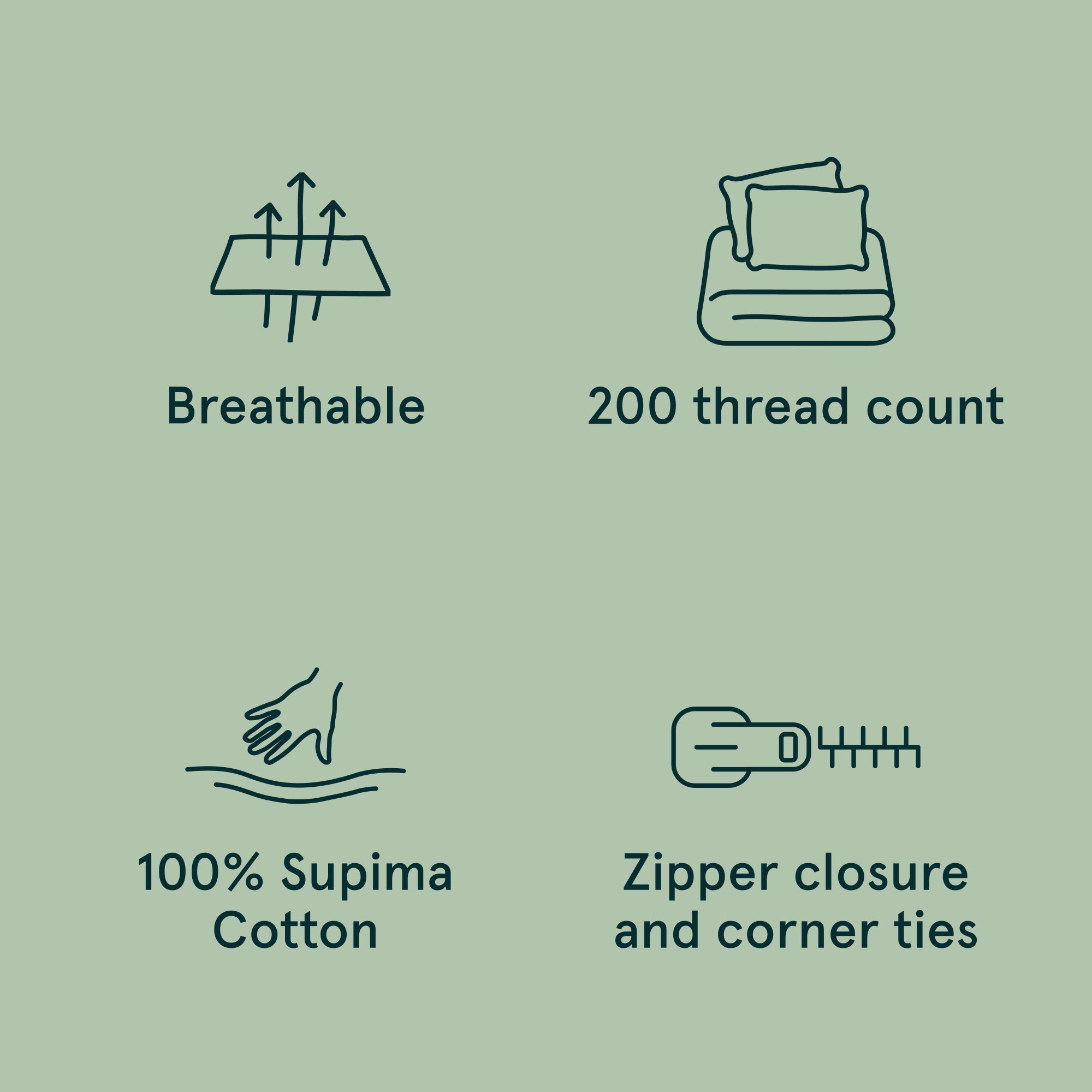 Classic Percale Duvet Set - Sage