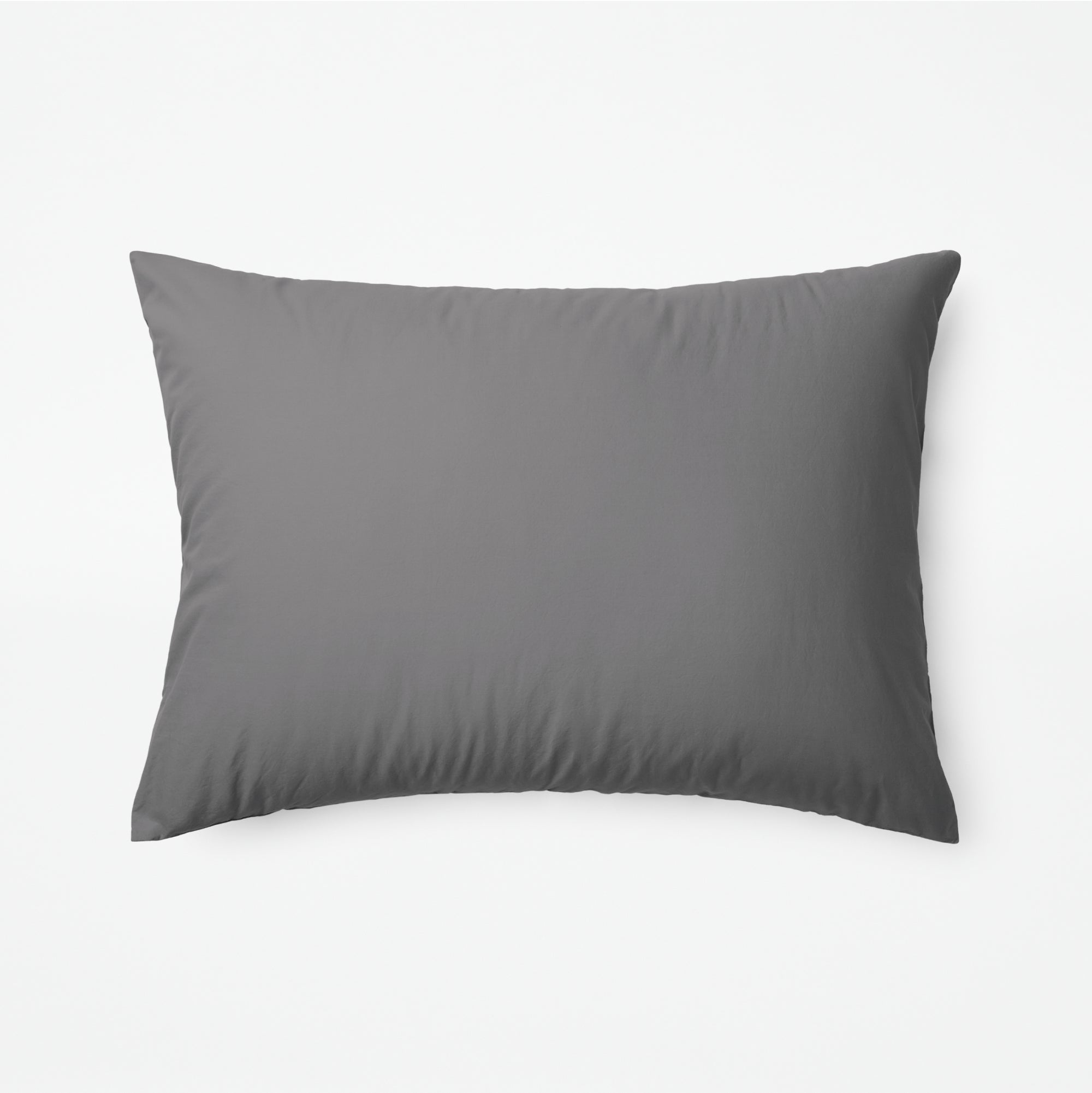 The Tuft and Needle Classic Percale Duvet Set, one pillow laying horizontally || color: Gray Quill