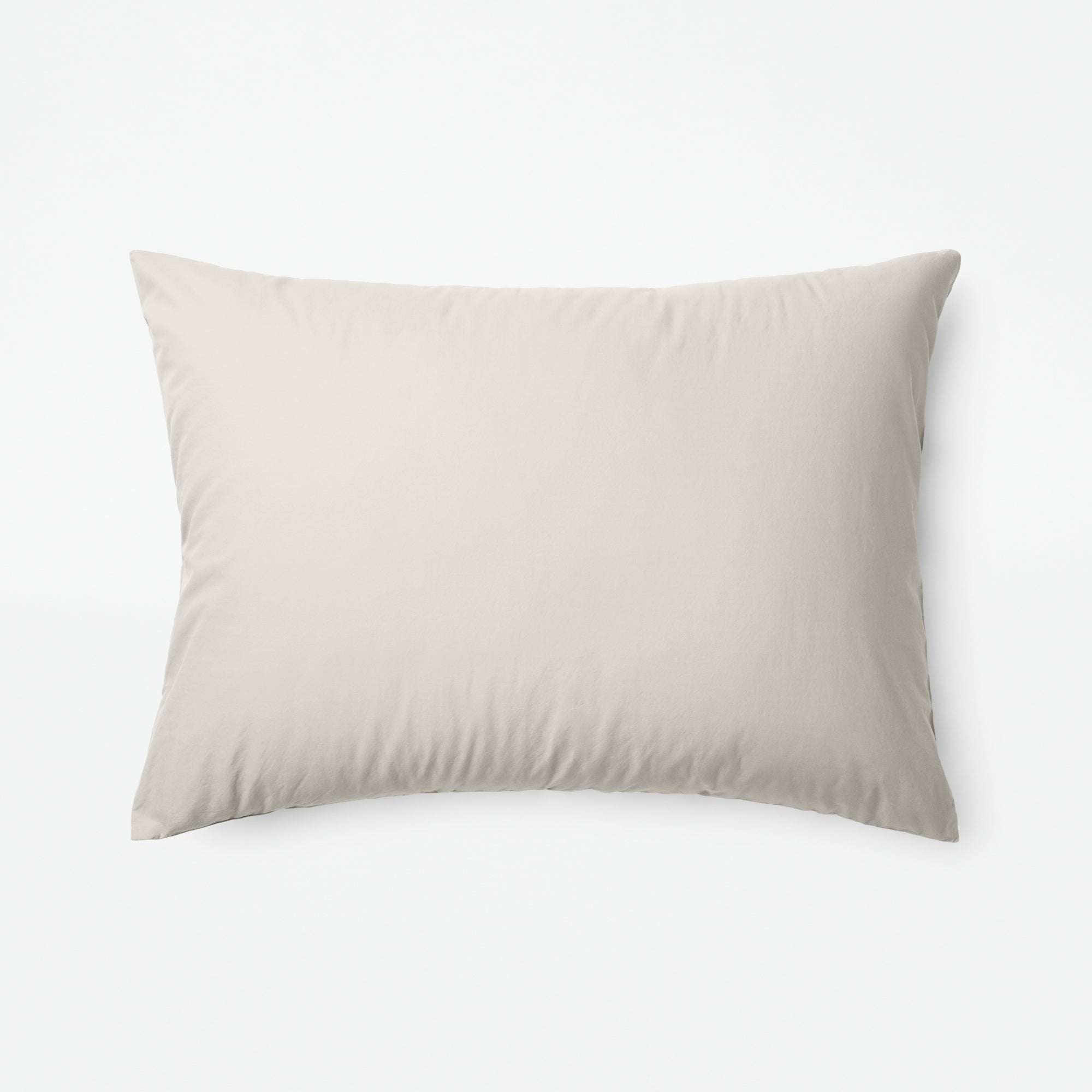 The Tuft and Needle Classic Percale Sheet Set, one pillow laying horizontally || color: Sand